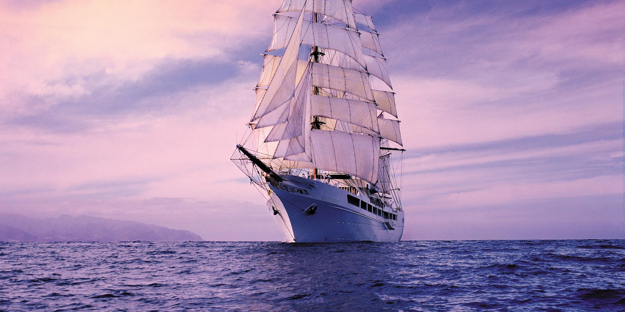 The ship Sea Cloud II at full sail