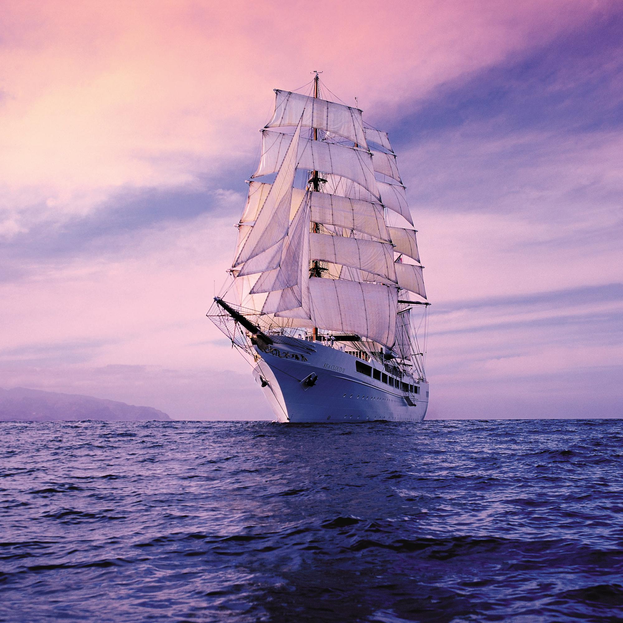 The ship Sea Cloud II at full sail