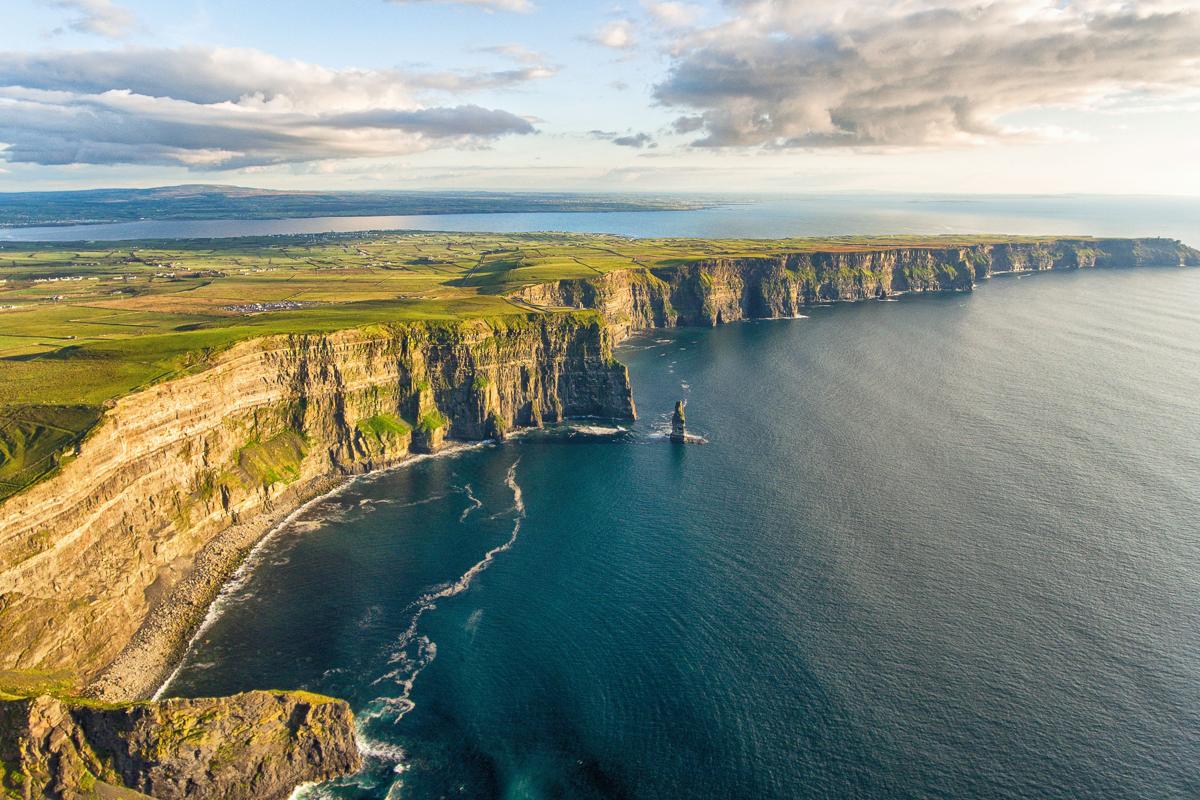 Aerial view of the world-famous Cliffs of Moher in county Clare, Ireland