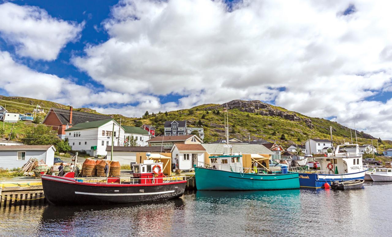 Small harbor with fishing boats outside St. John's, Newfoundland, Canada.