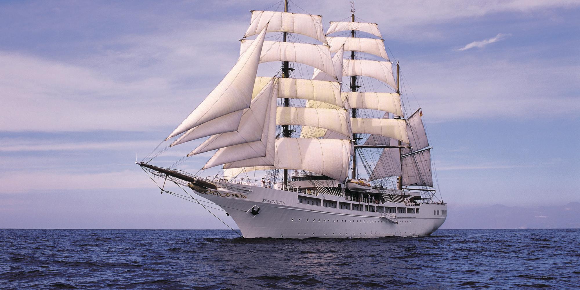 The ship Sea Cloud II at full sail