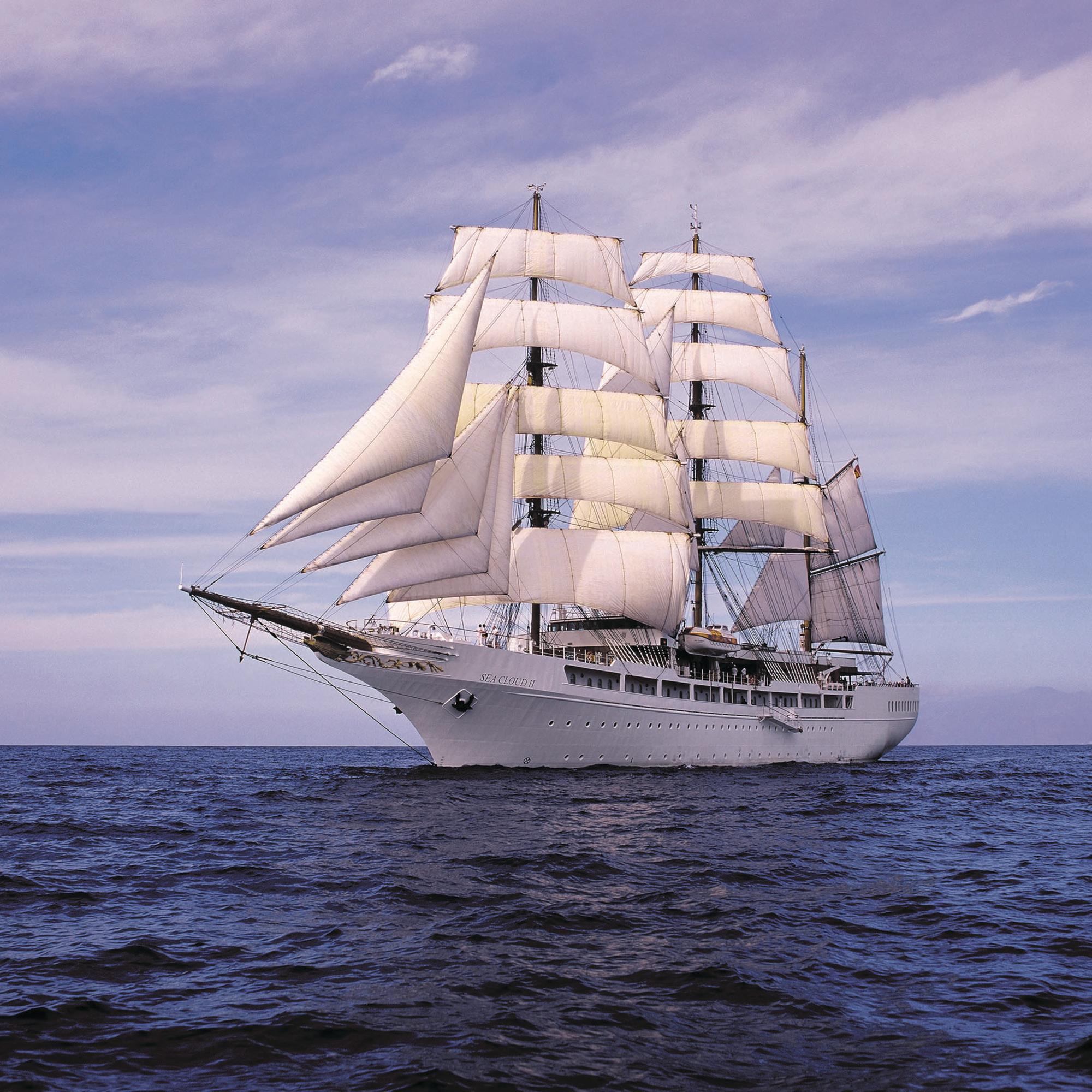 The ship Sea Cloud II at full sail