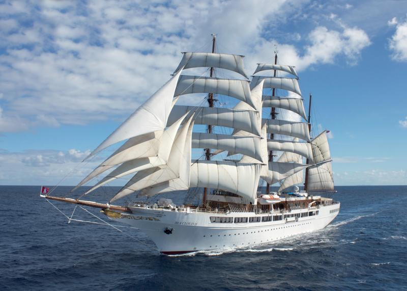 Ship Sea Cloud II at full sail