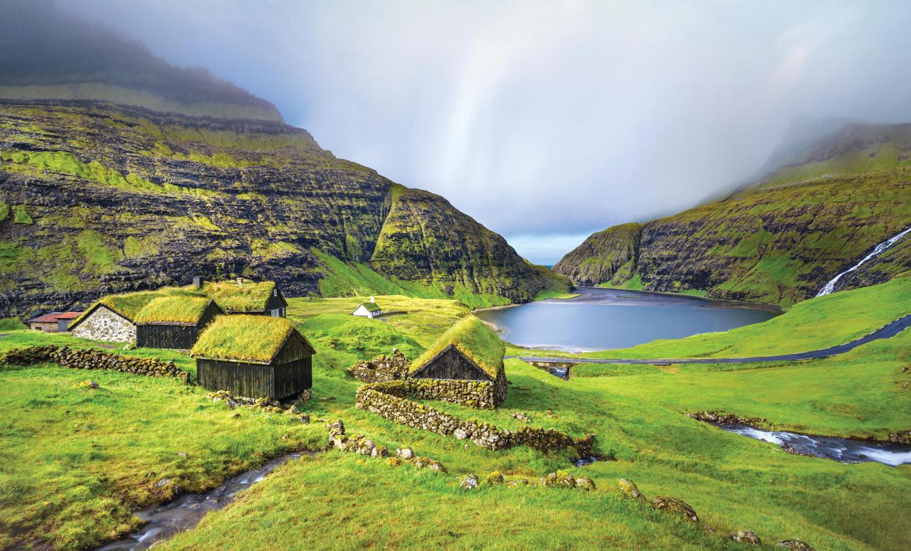 Village of Saksun located on the island of Streymoy, Faroe Islands, Denmark