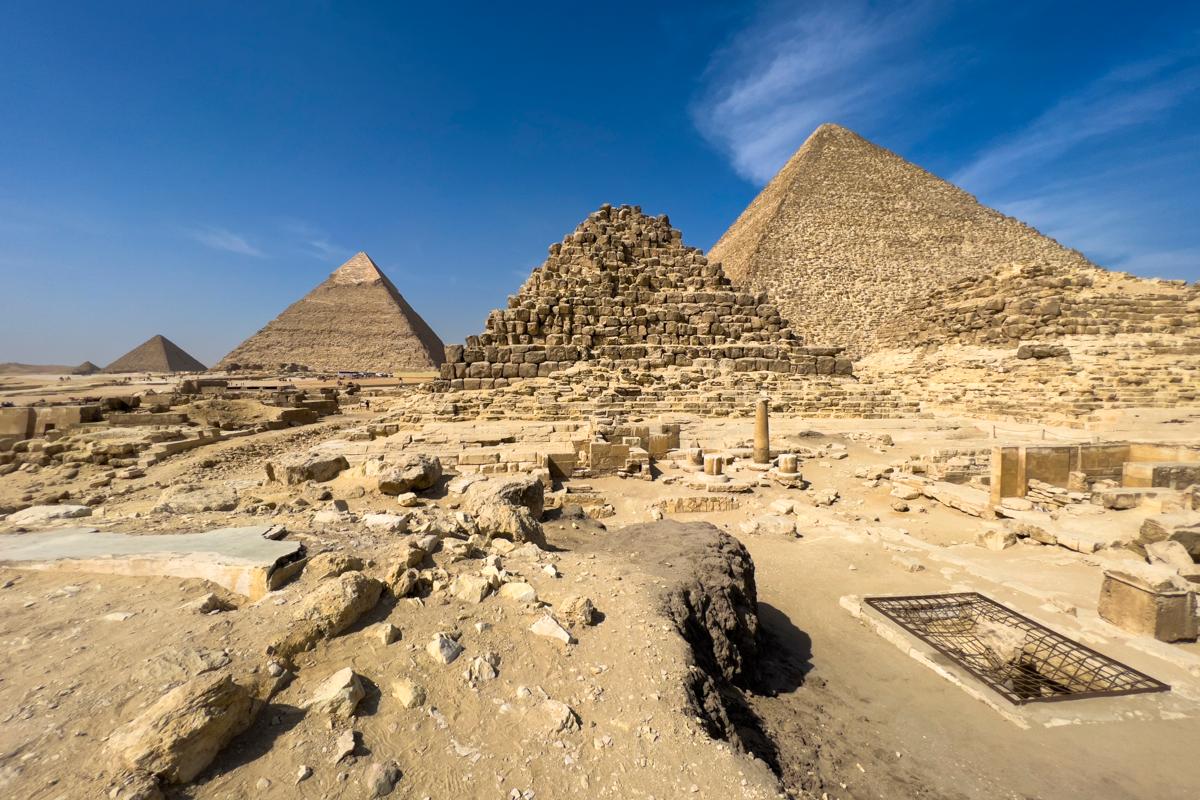 A view of the great pyramids, Giza, Egypt.